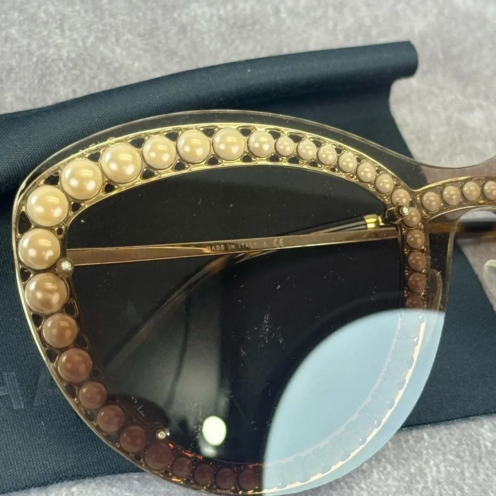 Chanel Acetate Metal Pearl Butterfly Sunglasses 4236-H Brown - Picture 15 of 16